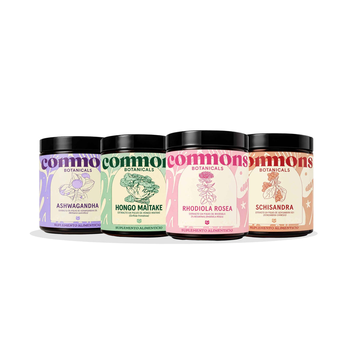 Kit Antojos y Metabolismo Commons: frascos del kit de adaptógenos