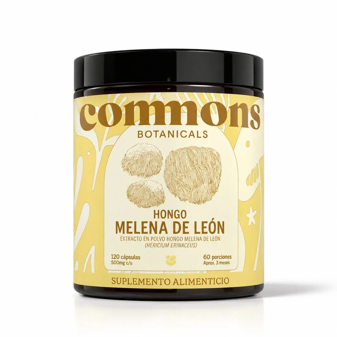 Frasco de Melena de León de Commons, 120 cápsulas, de frente